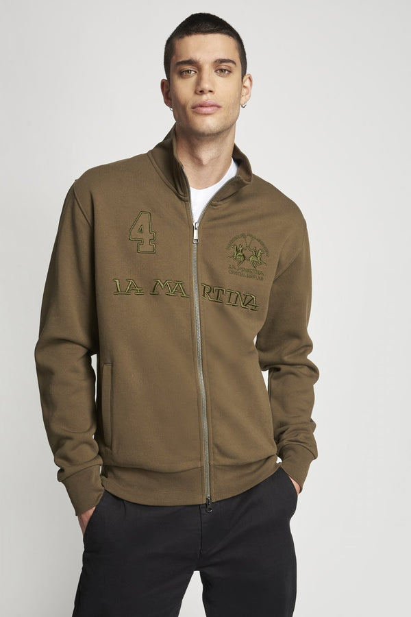 Felpa Uomo SMF305FP529 in Morbido Cotone con logo in rilievo Verde LA MARTINA- Francavilla Moda